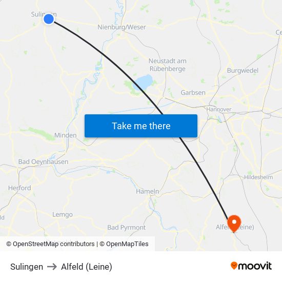 Sulingen to Alfeld (Leine) map