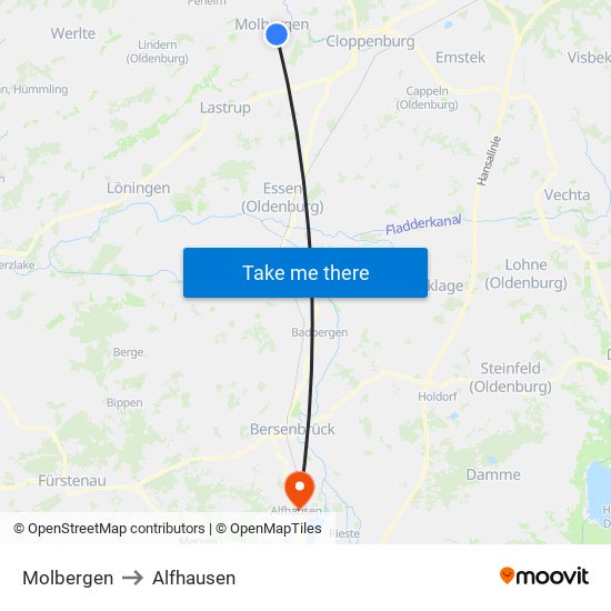 Molbergen to Alfhausen map