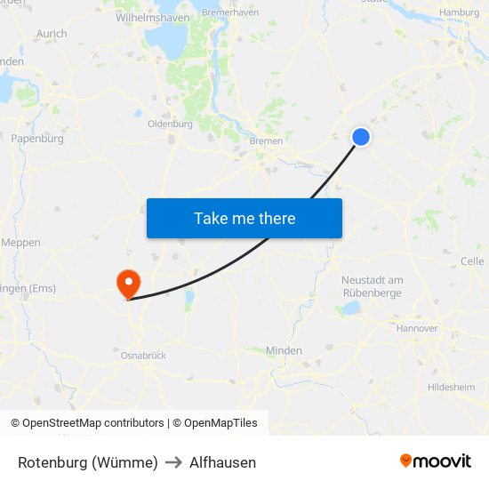 Rotenburg (Wümme) to Alfhausen map