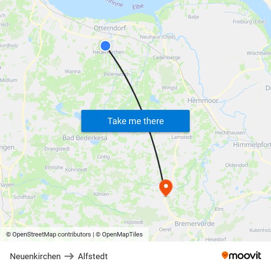 Neuenkirchen to Alfstedt map