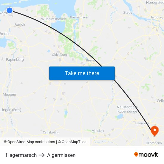 Hagermarsch to Algermissen map