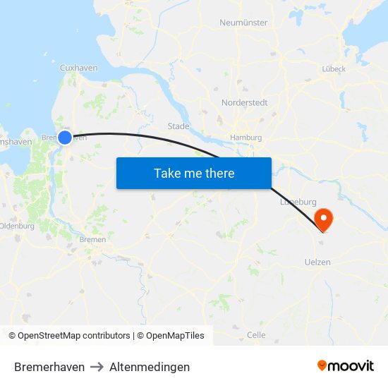 Bremerhaven to Altenmedingen map