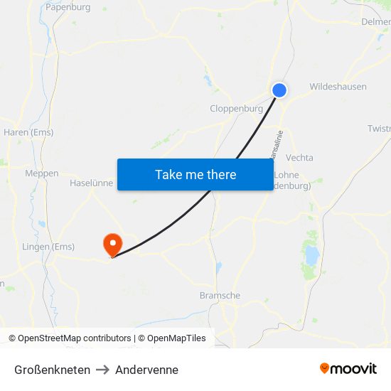 Großenkneten to Andervenne map