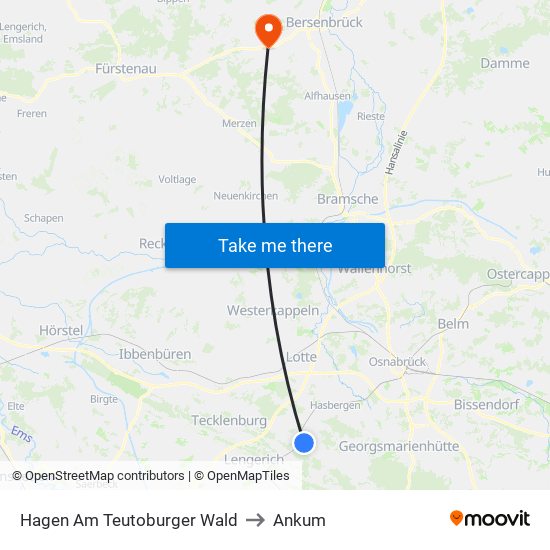 Hagen Am Teutoburger Wald to Ankum map