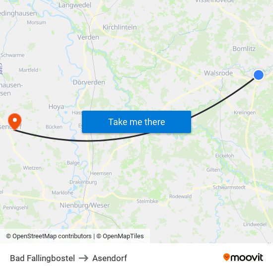 Bad Fallingbostel to Asendorf map