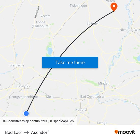 Bad Laer to Asendorf map