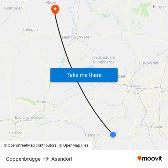 Coppenbrügge to Asendorf map