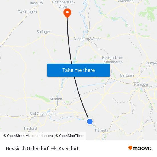 Hessisch Oldendorf to Asendorf map