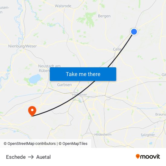 Eschede to Auetal map