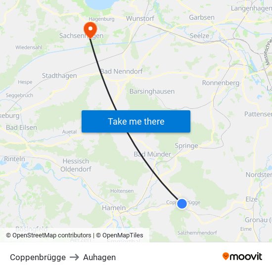 Coppenbrügge to Auhagen map