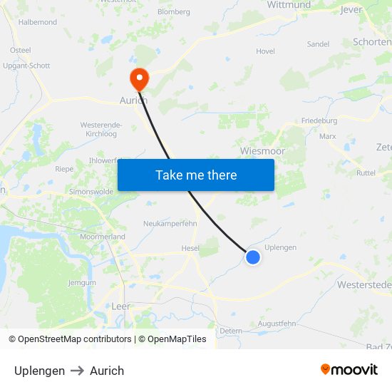 Uplengen to Aurich map