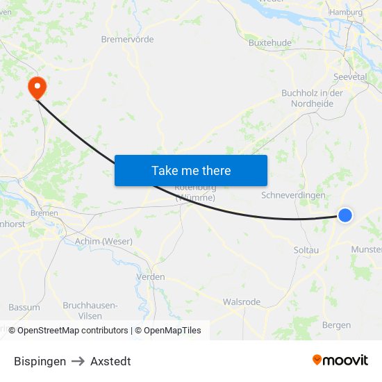 Bispingen to Axstedt map