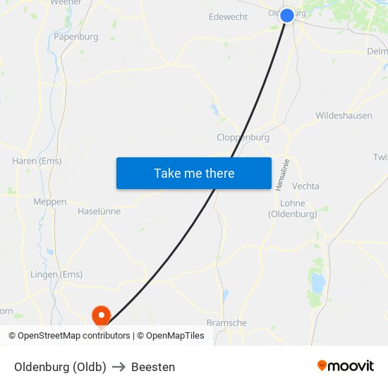 Oldenburg (Oldb) to Beesten map