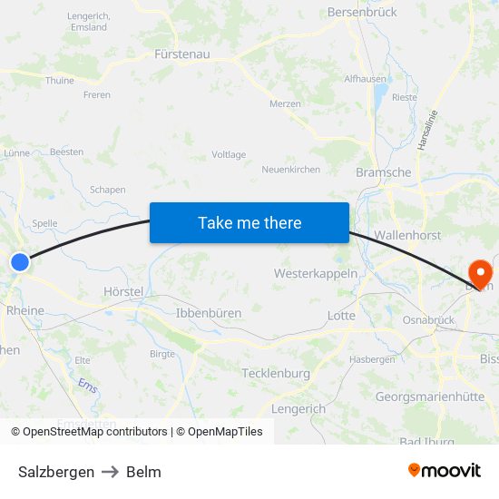 Salzbergen to Belm map