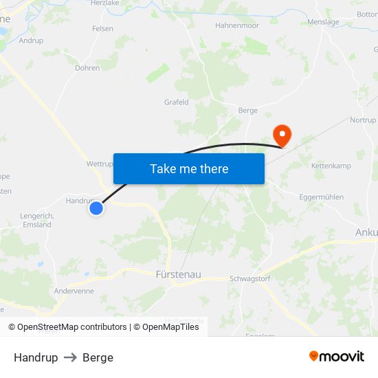 Handrup to Berge map