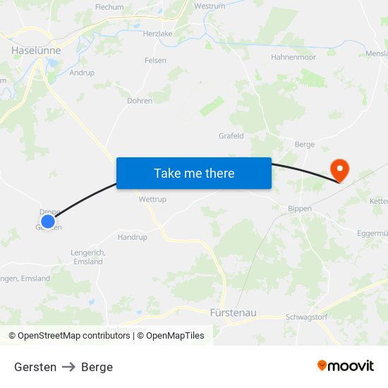 Gersten to Berge map