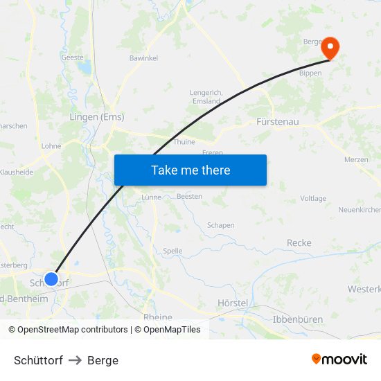 Schüttorf to Berge map