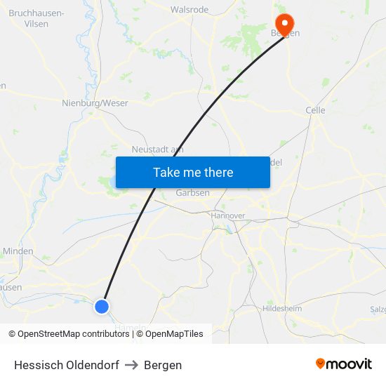 Hessisch Oldendorf to Bergen map