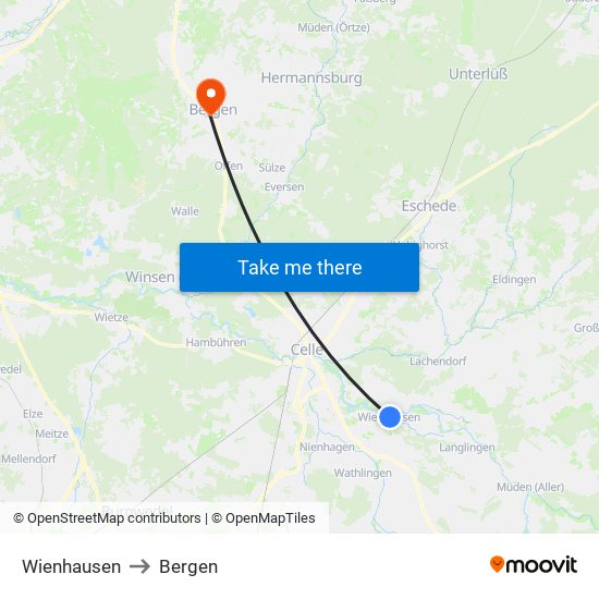 Wienhausen to Bergen map