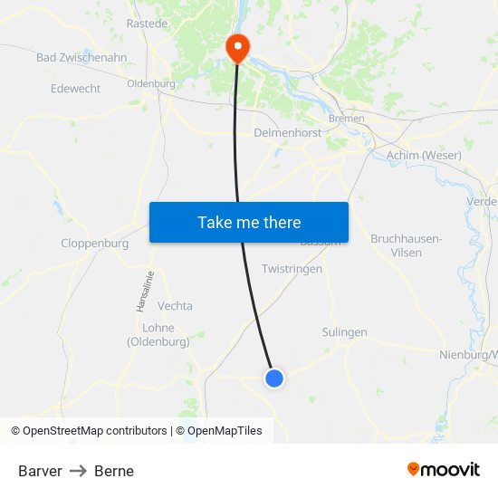 Barver to Berne map