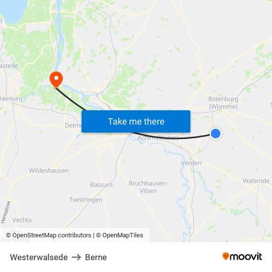 Westerwalsede to Berne map