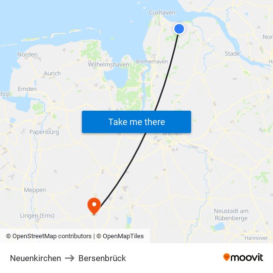 Neuenkirchen to Bersenbrück map