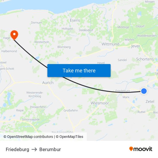 Friedeburg to Berumbur map