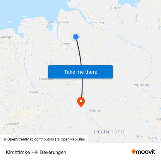 Kirchtimke to Beverungen map
