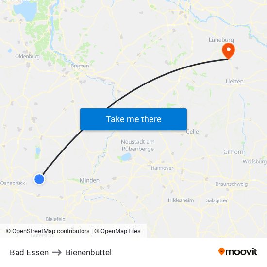 Bad Essen to Bienenbüttel map