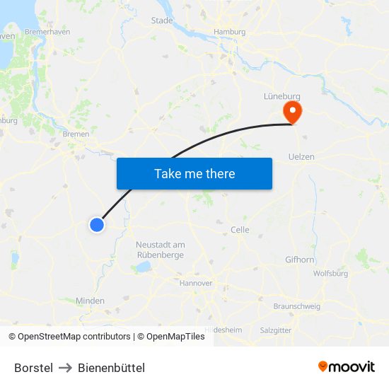 Borstel to Bienenbüttel map