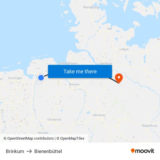 Brinkum to Bienenbüttel map