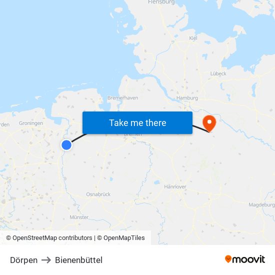 Dörpen to Bienenbüttel map