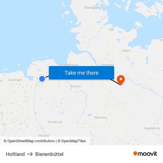 Holtland to Bienenbüttel map