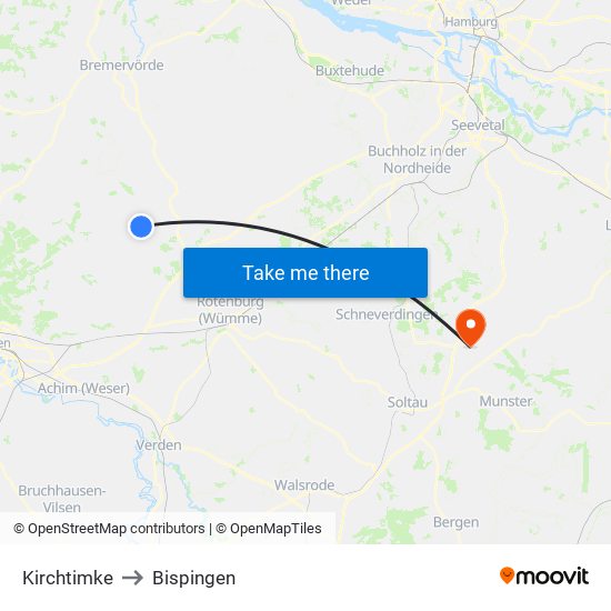 Kirchtimke to Bispingen map