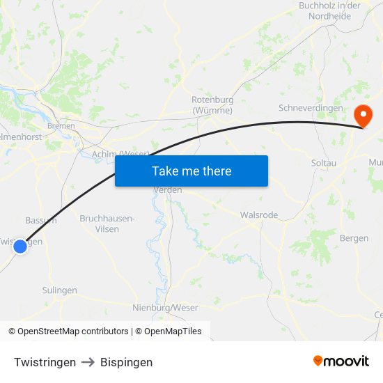 Twistringen to Bispingen map