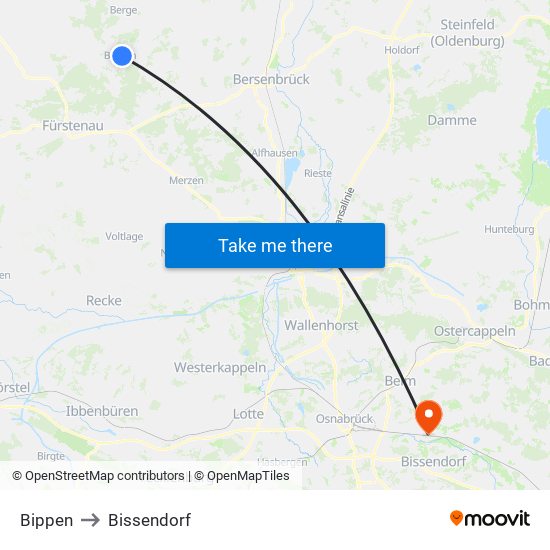 Bippen to Bissendorf map
