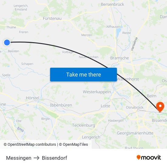 Messingen to Bissendorf map