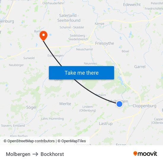 Molbergen to Bockhorst map