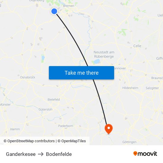 Ganderkesee to Bodenfelde map