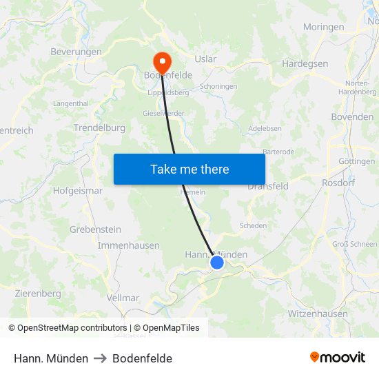 Hann. Münden to Bodenfelde map