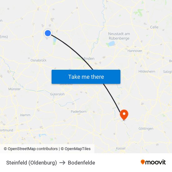 Steinfeld (Oldenburg) to Bodenfelde map