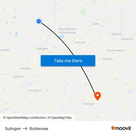 Sulingen to Bodensee map