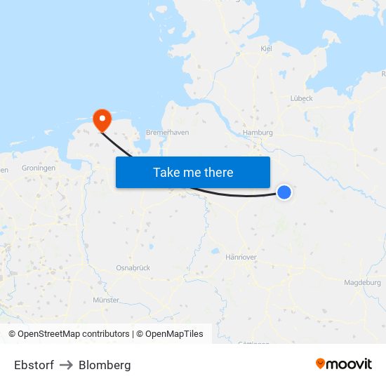 Ebstorf to Blomberg map