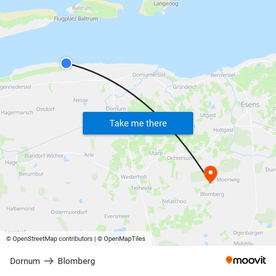 Dornum to Blomberg map
