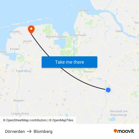 Dörverden to Blomberg map