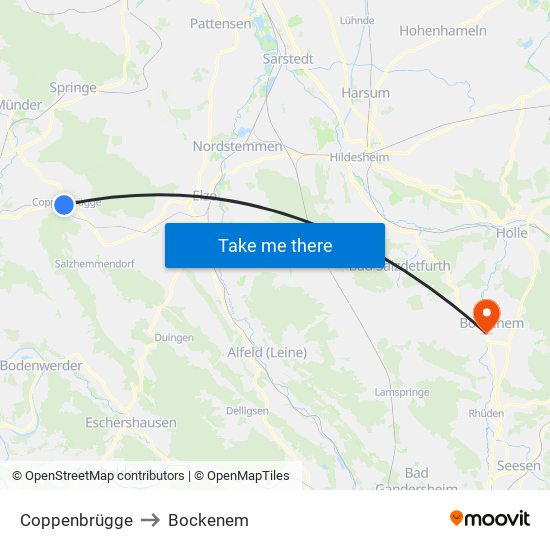 Coppenbrügge to Bockenem map