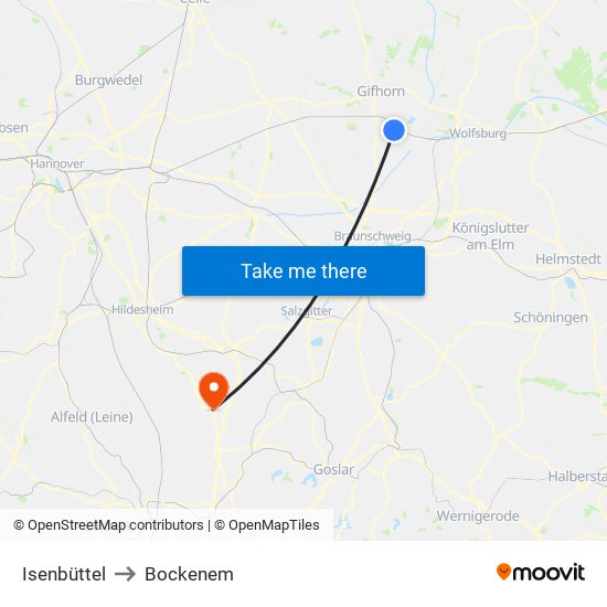 Isenbüttel to Bockenem map