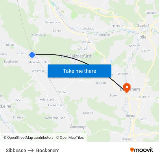 Sibbesse to Bockenem map