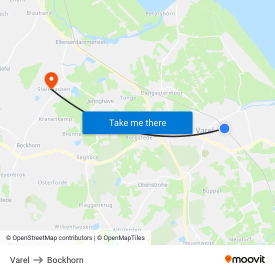 Varel to Bockhorn map
