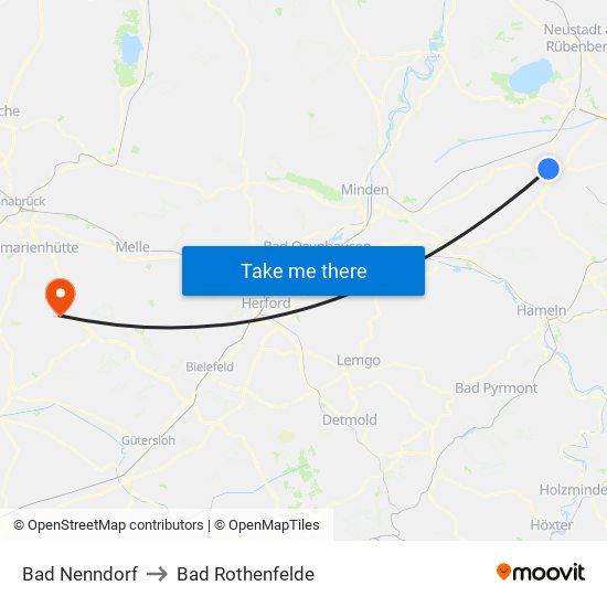 Bad Nenndorf to Bad Rothenfelde map